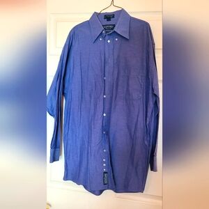 Stafford relaxed fit oxford men's blue dress shirt 16